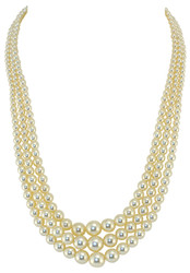 3 row gradient chocker necklace with ornate clasp simulated pearl