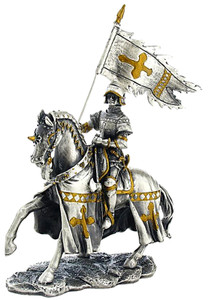Solid Hand Cast Metal Knight - Medieval Knight with Pennant Solid Hand Cast Metal Knight - Medieval Knight with Pennant