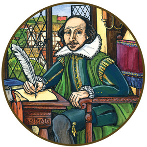 Domed Coaster - Shakespeare Seated Domed Coaster - Shakespeare Seated