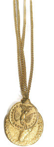 Roman Double Coin Pendant with Gold Chain