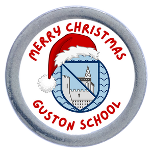 Pewter Badge Pin 20mm, Santa hat on customisable logo and customised text Pewter Badge Pin 20mm, Santa hat on customisable logo and customised text
