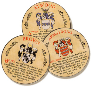 Heraldic Name Coasters - Laminated Heraldic Name Coasters - Laminated