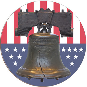 Adhesive Stickers - American Revolution - Liberty Bell with Flag - Round Adhesive Stickers - American Revolution - Liberty Bell with Flag - Round