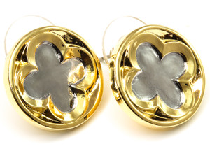 Tudor Quatrefoil Silver and Gold Stud Earrings