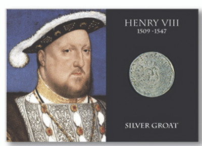 Henry VIII Silver Groat Coin - Packaged