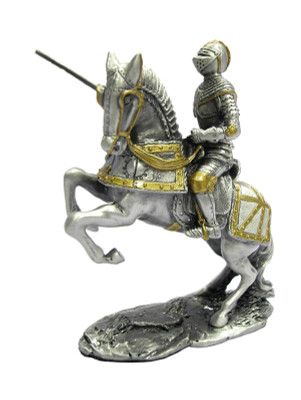 Solid Hand Cast Metal Knight - Mounted Knight with Lance, Galloping