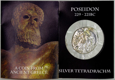 Poseidon Silver Tetradrachm Coin - Packaged