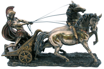 Romans in the chariot, bronzed figure