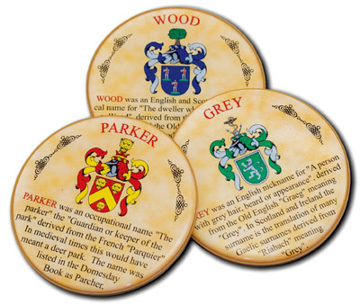 Heraldic Name Coasters - Crystal Lens Finish