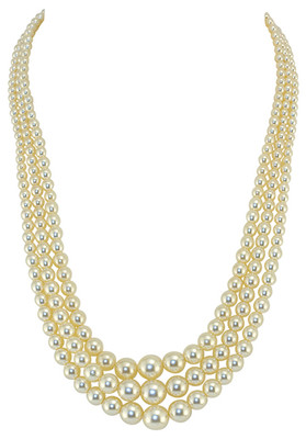 3 row gradient chocker necklace with ornate clasp simulated pearl