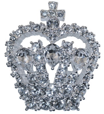 Diamond crown silver toned brooch