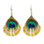 Peacock Feather Earrings - Yellow Front