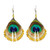 Peacock Feather Earrings - Yellow Front