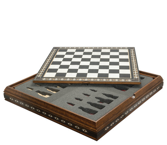 ChessBoard 50cm on Case for Standard Themed Chess sets Black and Eco Mother of Pearl