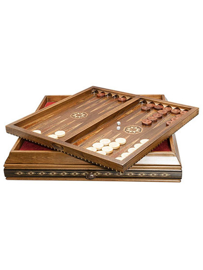 Marquetry Board & Backgammon 53cm in case with sliding drawer for Standard Themed Chess
