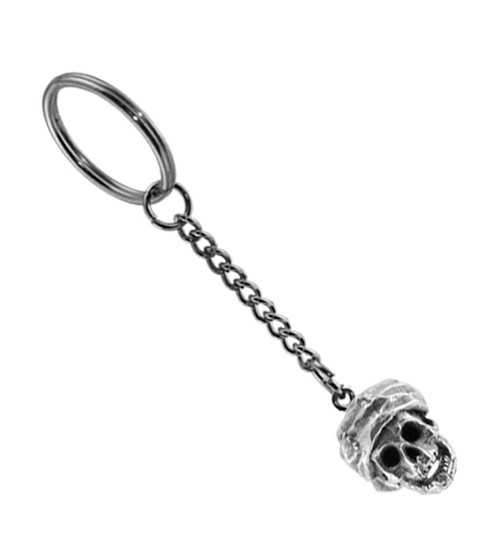 Pewter Keyring - Pirate - Skull with Bandana