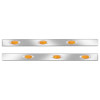 Kenworth W900 Stainless Steel Cab Panels With P1 Style Amber LEDs (Amber Lens)
