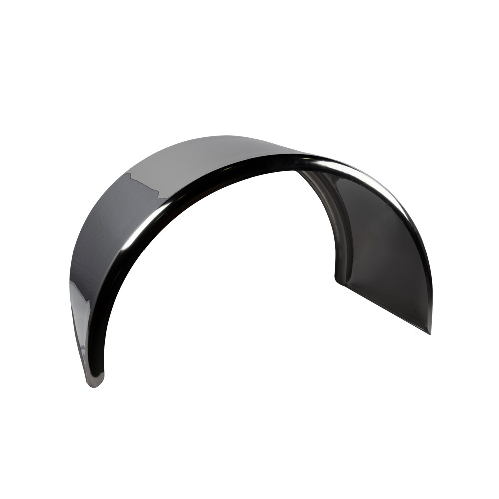 80" Semi Truck Half Fenders Smooth Stainless Steel With Rolled Edge