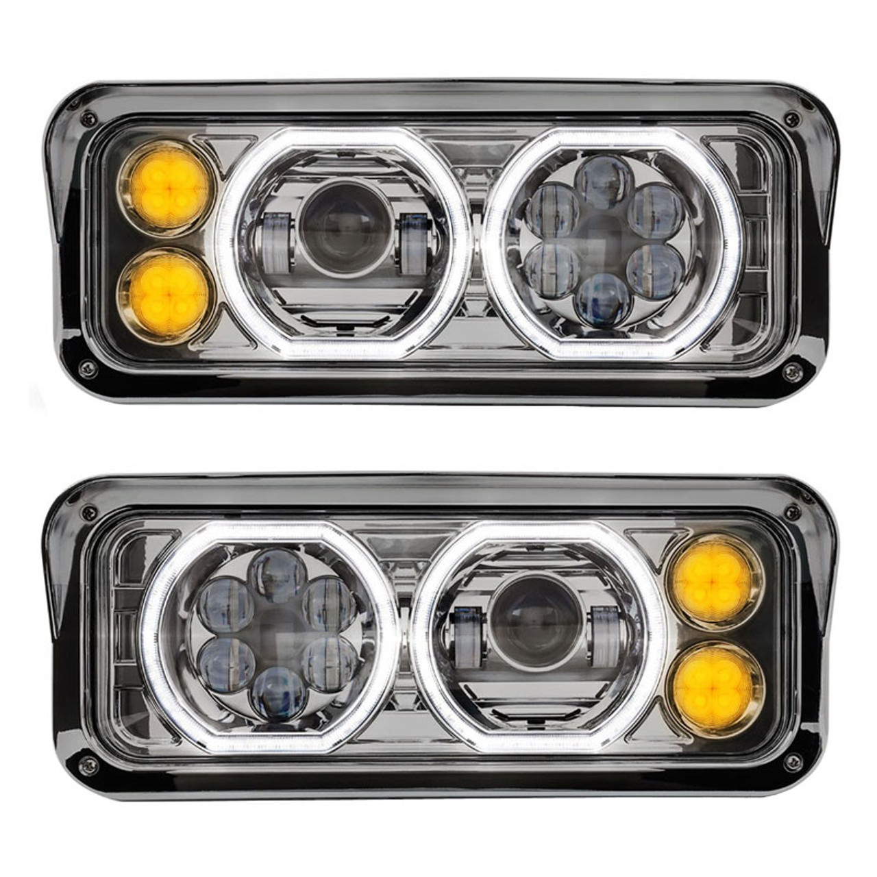 4x LED Headlights For Kenworth Mack Peterbilt Rectangular Headlights 357 378 379