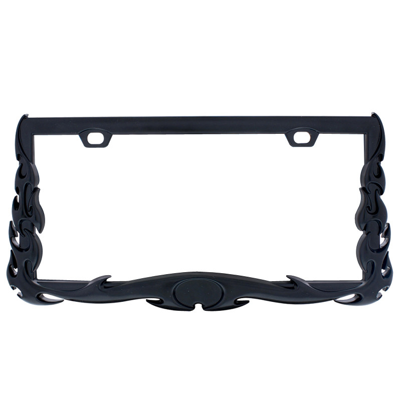 Black Universal Flame License Plate Frame - Raney's Truck Parts