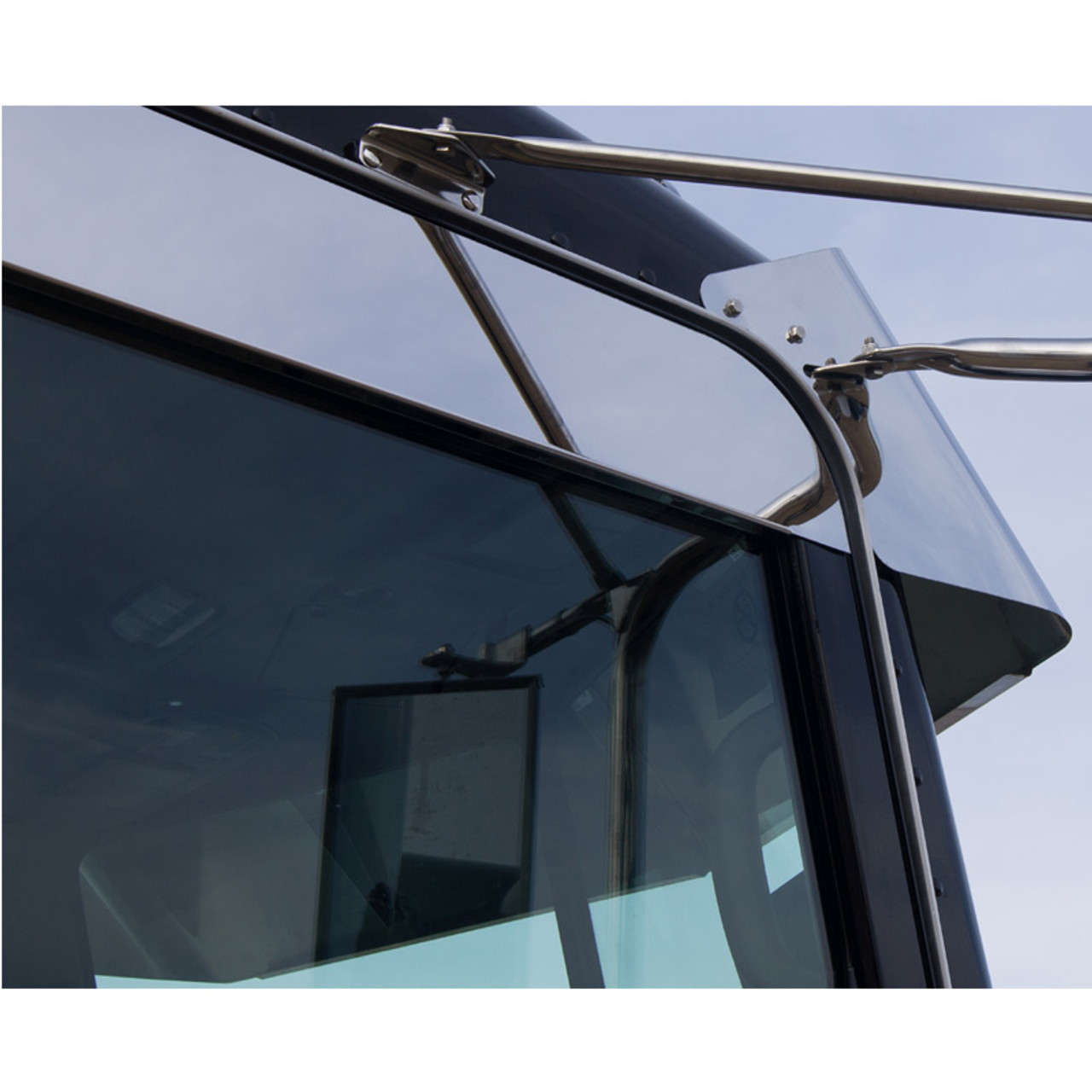 PETERBILT 2005 & UP STAINLESS STEEL CHOP-TOP WINDOW TRIM FOR CAB MOUNTED MIRRORS