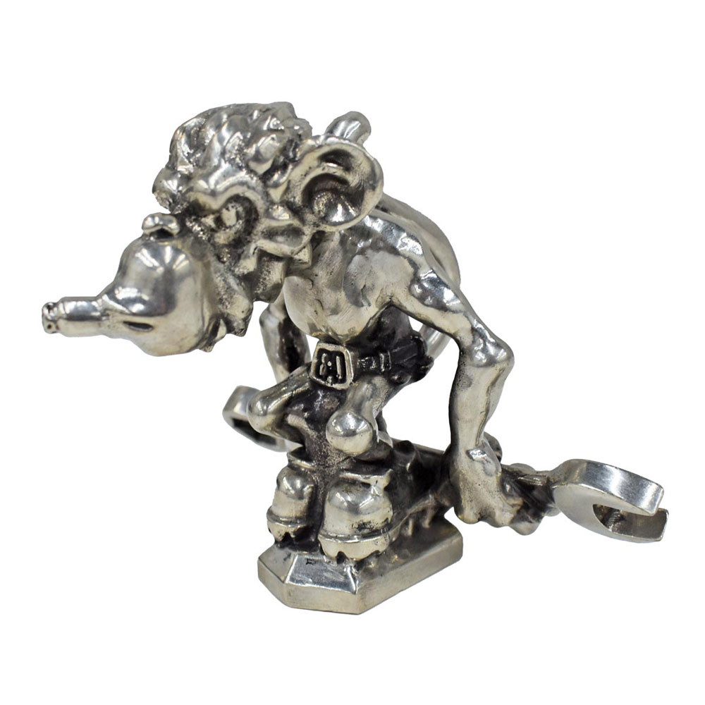 Crabby Monkey Knuckle Dragger Mechanic Pewter Hood Ornament