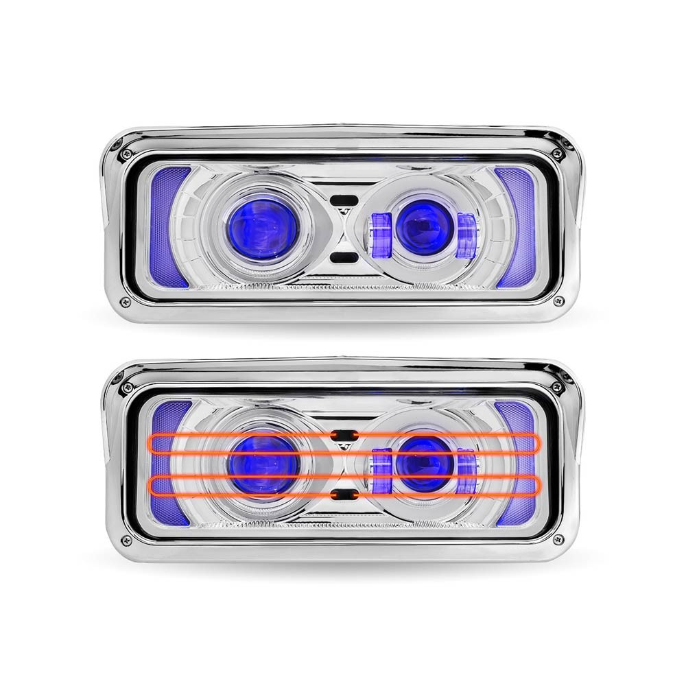 Peterbilt 379 378 365 357 Chrome Projector Headlight Assembly With