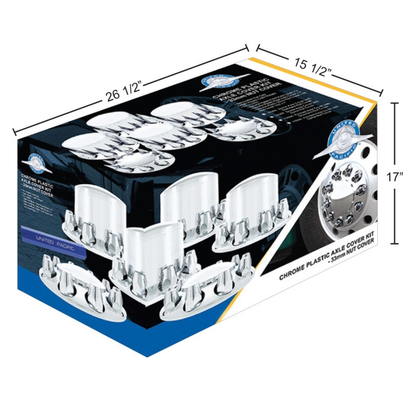 Complete Satin Black Spiked Axle Cover Kit with 33MM Thread On Lug Nut Covers Raney's Truck Parts