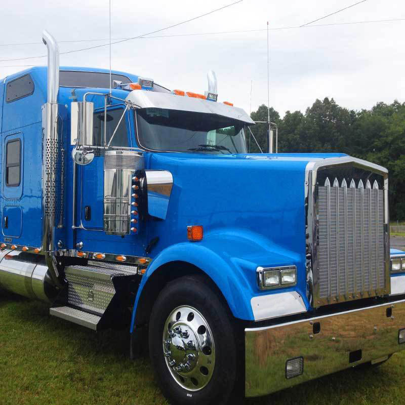 Kenworth 15" Stainless W900 T800 Flat Glass Drop Visor Raney's Truck