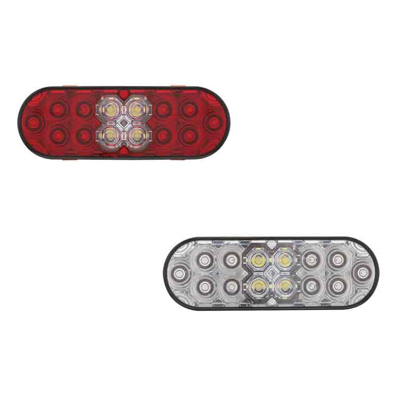 6" Oval LED Stop Tail Turn Light with Integrated Reverse Function By