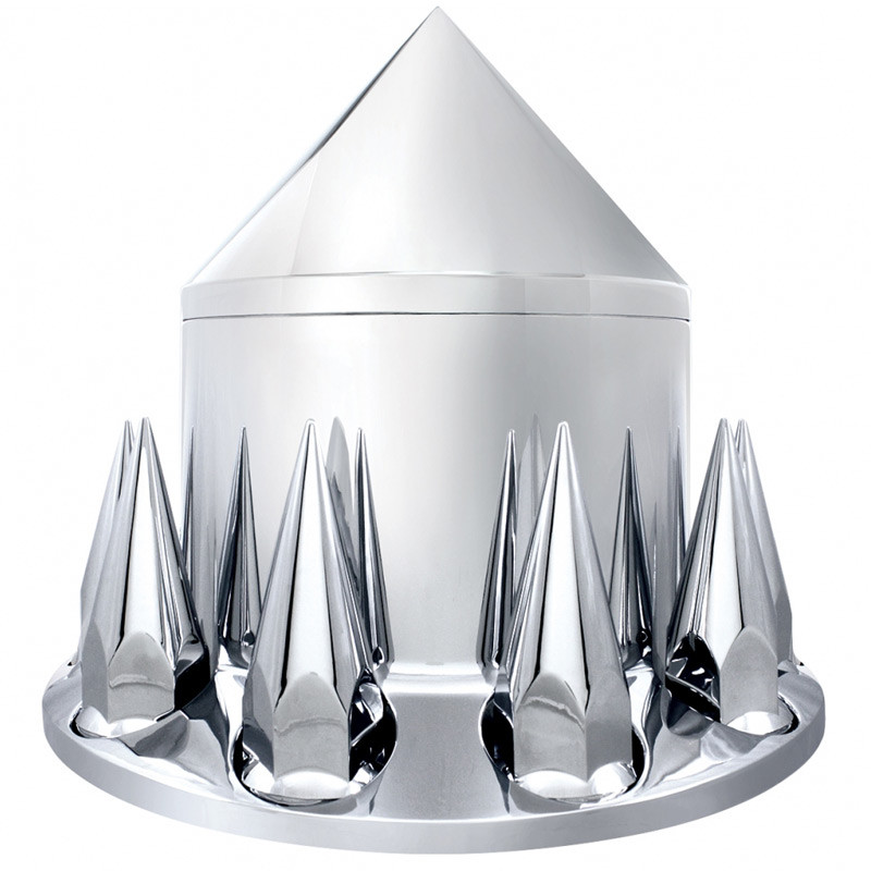 Complete Satin Black Spiked Axle Cover Kit with 33MM Thread On Lug Nut