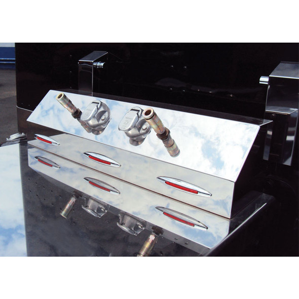 Stainless Steel Universal Trailer Service Box With 3 Slim Flatline Red LEDs With Red Lens