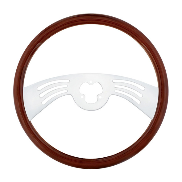 18" Classic Mahogany 2 Chrome Spoke Steering Wheel With Hub Included