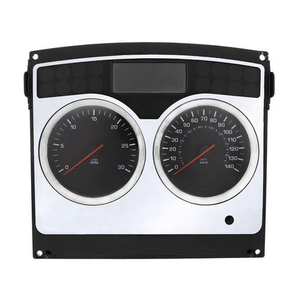 Kenworth C500 T800 W900 Stainless Steel Tachometer & Speed Gauge Dash Trim (Installed)