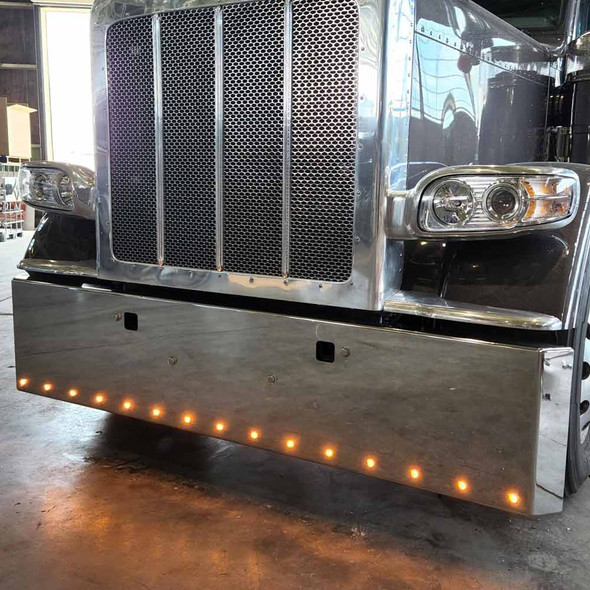 Peterbilt 379 389 Chrome Bumper With Light Holes By Lincoln Chrome - Front