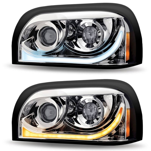 Freightliner Century Projector Headlight With LED Dual Function Light Bar  - Driver Side