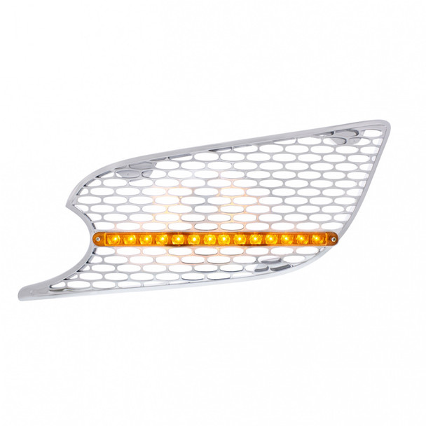 Chrome Air Intake Grill 14 LED Amber Lens Driver Side