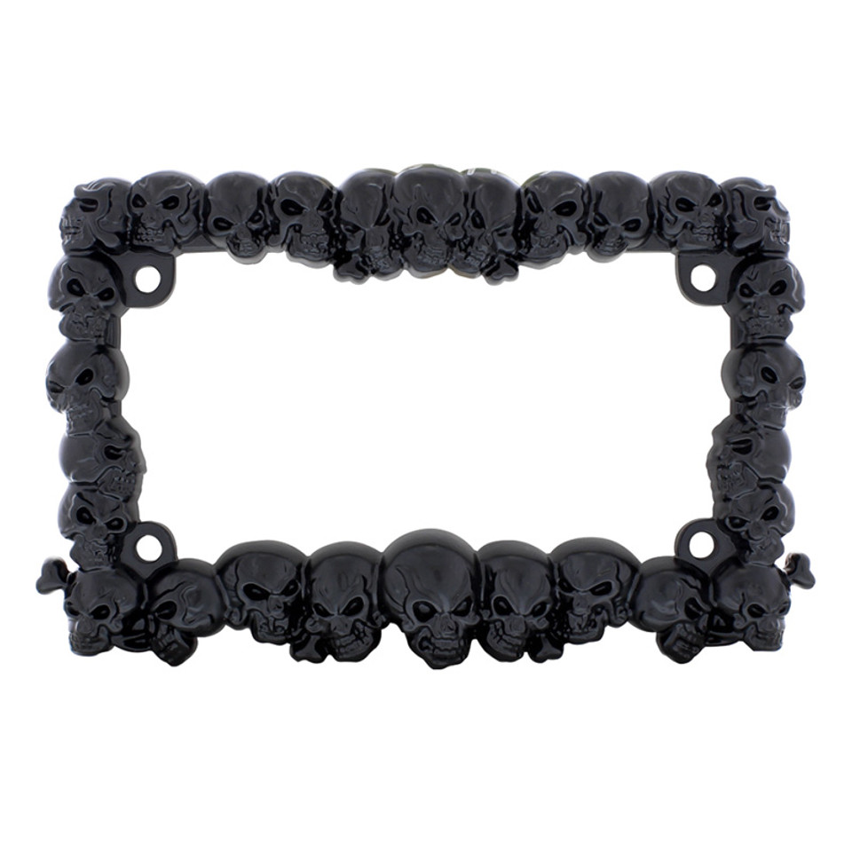 Black Universal Skulls License Plate Frame Raney's Truck Parts