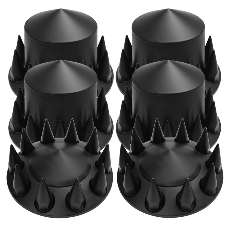 Complete Chrome Axle Cover Kit with 33mm Spiked ThreadOn Lug Nut Covers Raney's Truck Parts