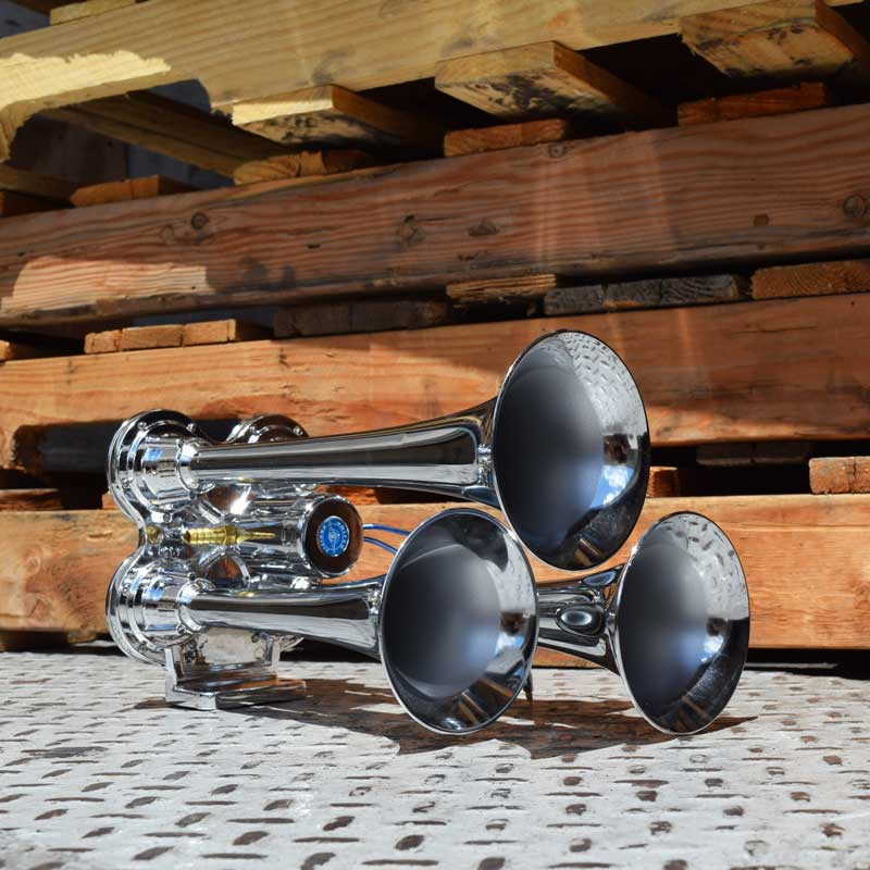 Chrome 3 Trumpet Competition Series Train Horn Raney's Truck Parts