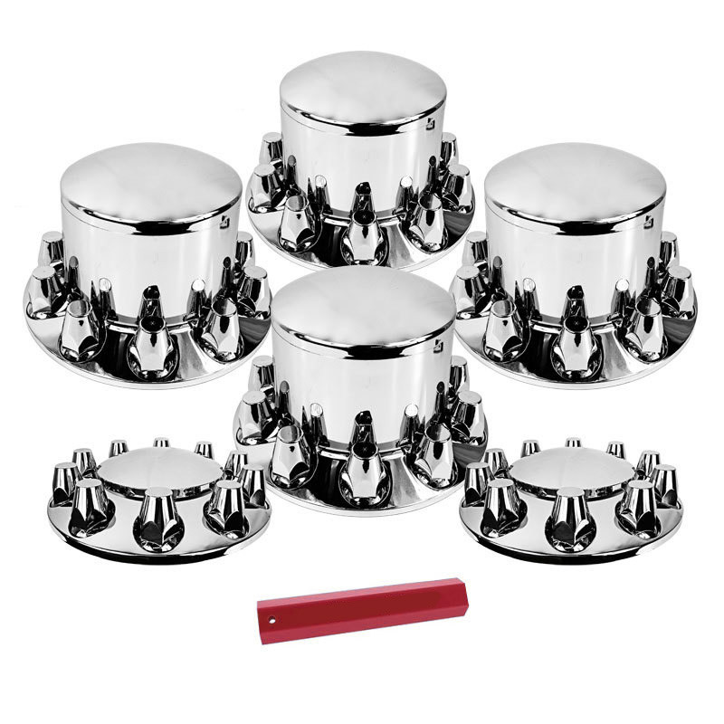 Image of Complete Chrome Axle Cover Kit with Standard Lug Nut Covers
