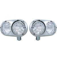 Peterbilt 359 Style Stainless Dual Round Headlight Housing