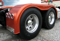 Semi Truck Fiberglass Full Fender Set With High Light Holes & Brackets Painted Orange