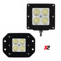 High Power 4 LED Square Flood Light X2 - Bracket and Flush Mount Shown