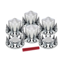 Complete Chrome Pointed Axle Cover Kit with Spiked Lug Nut Covers 