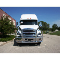 Freightliner Cascadia Ali Arc Curved Front Bumper Grill Guard White Truck