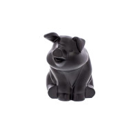 Matte Black Smiling Pig Truck Hood Ornament - Default