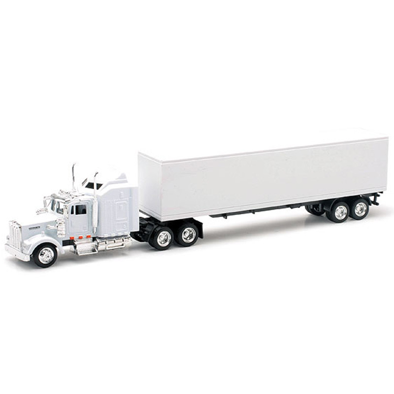 Kenworth W900 White Long Hauler With Dry Van Trailer Replica 1/43