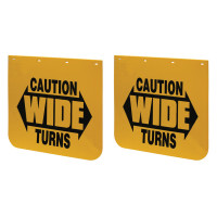 24" X 24" Yellow Caution Wide Turns Mud Flap (Pair)