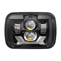 5" x 7" Rectangular Black Headlight With DRL & Turn Light 